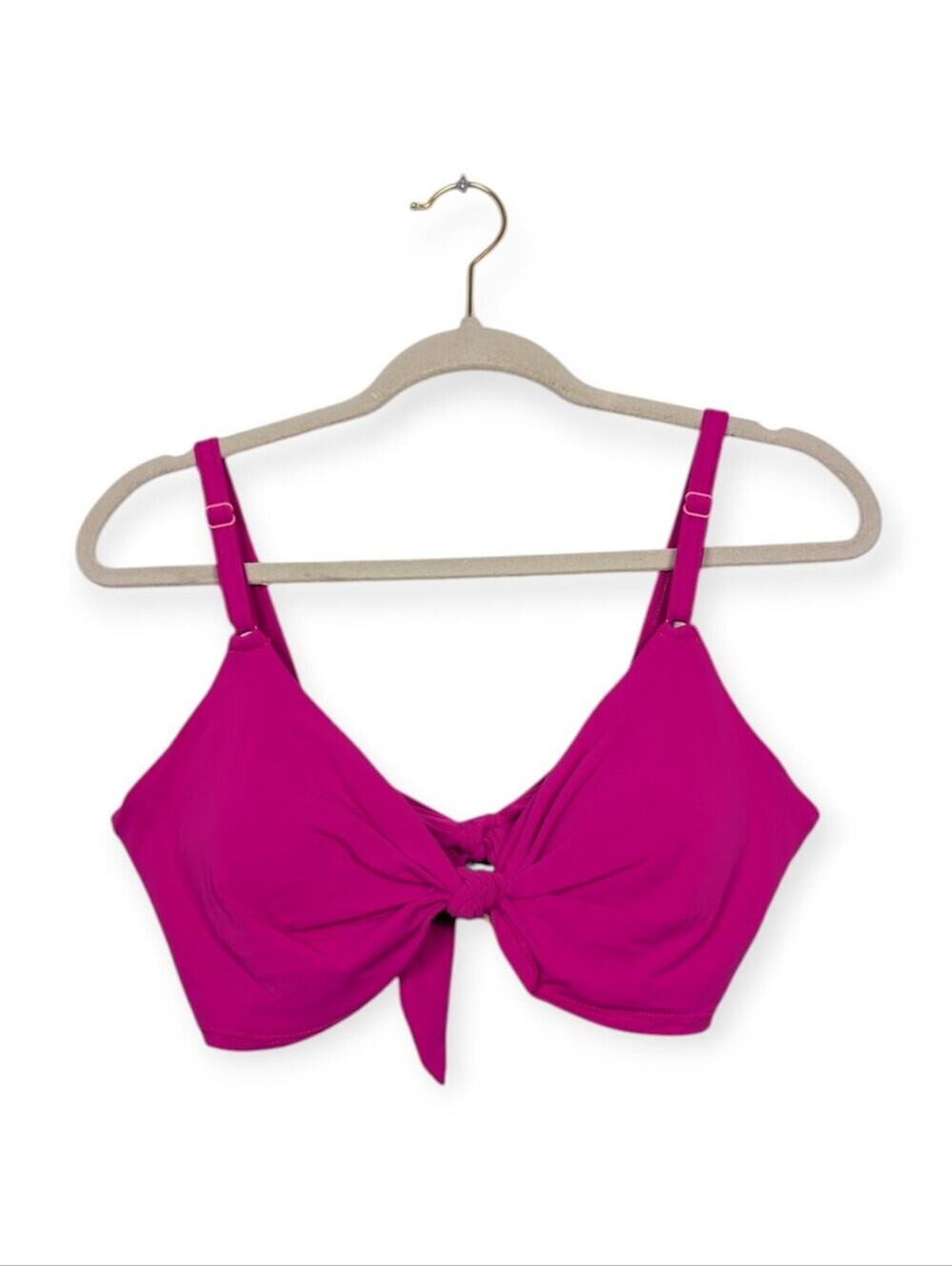 Robin Piccone Bikini Top M D Hot Pink Underwire Tie Front Swim Resort Beach